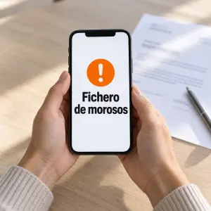 Persona revisando una carta de un fichero de morosos junto a la documentación de ASNEF y Ley de Segunda Oportunidad