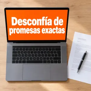 Hoja de encargo de abogado sobre la mesa junto a un portátil con una lista de preguntas antes de firmar