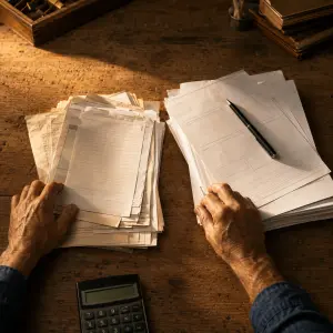 Documentos de deudas de proveedores y Hacienda sobre la mesa de un trabajador por cuenta propia