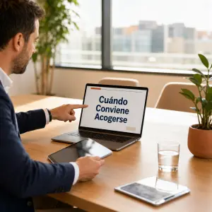 Abogado y clienta revisan un plan para la Segunda Oportunidad en Valencia en un despacho