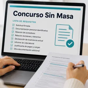 Pasillo del Juzgado de lo Mercantil con expediente de exoneración de deudas