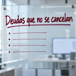 Documento con deudas exonerables y no exonerables sobre una mesa de despacho