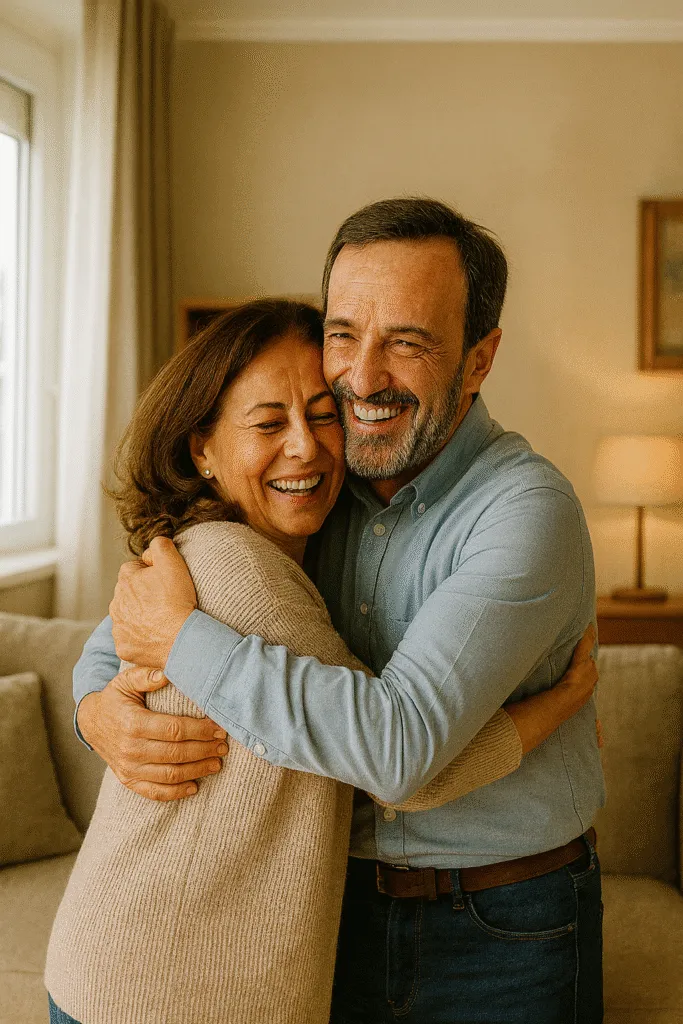 Pareja sonriente tras lograr la cancelación de deudas con la Ley de Segunda Oportunidad.